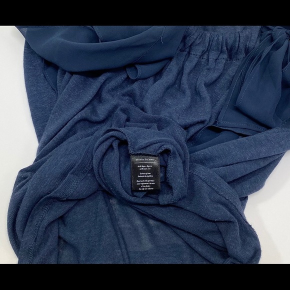 Anthropologie Deletta Linen Blue Bow Ruffle Top Small - Picture 5 of 8